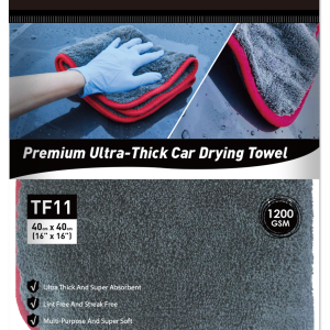 منشفة تنظيف وتجفيف من الميكروفايبر المخملي بإطار حريري أحمر – TP11 (40×40)