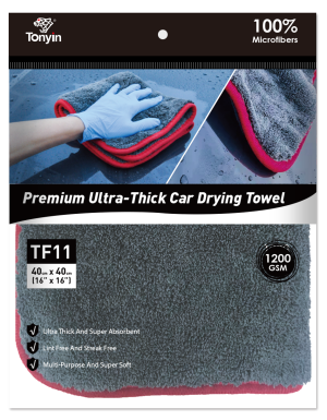 منشفة تنظيف وتجفيف من الميكروفايبر المخملي بإطار حريري أحمر – TP11 (40×40)