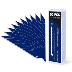 شفرات زاوية حادة – 50 قطعة (أزرق/فولاذ كربوني)